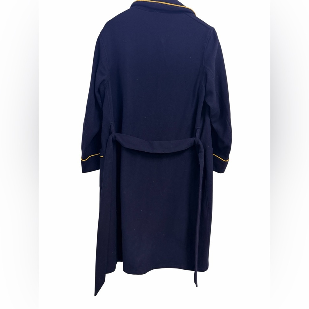 Vintage US Naval Academy Wool Robe Navy Gold Crest Belted Military L - Picture 4 of 9